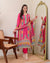 Liha Fashion - Fuchsia Heritage Muslin Cotton Mirror Work A-Line Suit Set
