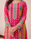Liha Fashion - Fuchsia Heritage Muslin Cotton Mirror Work A-Line Suit Set