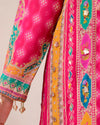 Liha Fashion - Fuchsia Heritage Muslin Cotton Mirror Work A-Line Suit Set