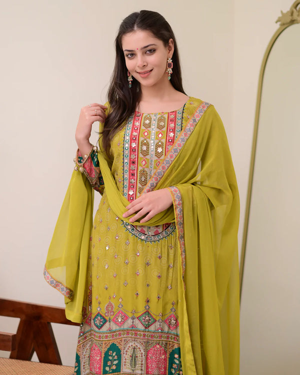 Liha Fashion - Green Muse Mirror Handwork Suit
