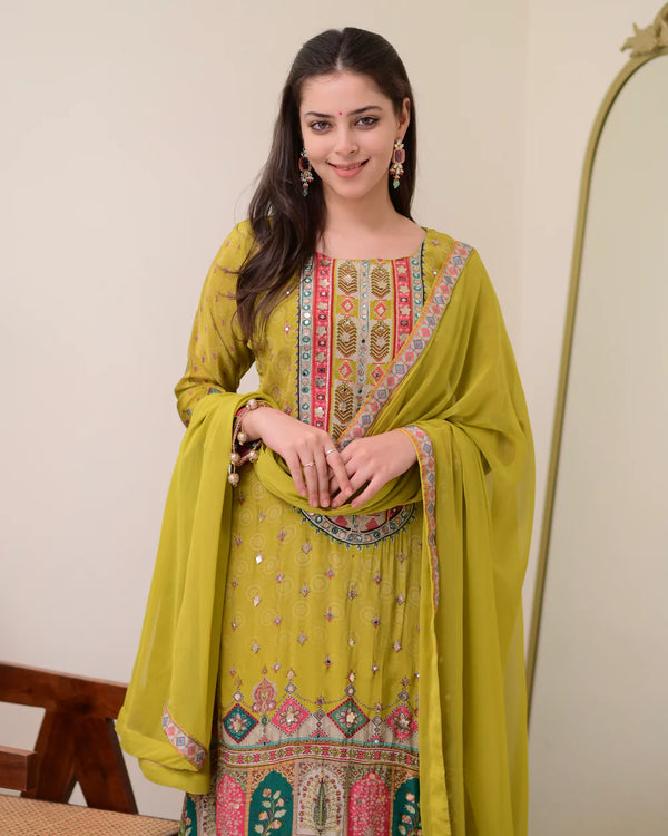 Liha Fashion - Green Muse Mirror Handwork Suit
