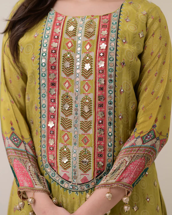 Liha Fashion - Green Muse Mirror Handwork Suit