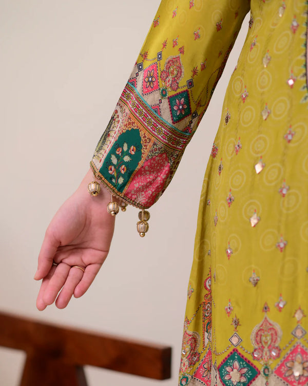 Liha Fashion - Green Muse Mirror Handwork Suit