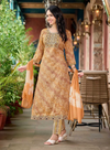 Seerat Vol 2 β Sand Brown Tribal Embroidered Kurti Set