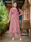 Seerat Vol 2 β Dusty Rose Blossom Foil Print Kurti Set