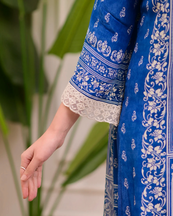 Liha Fashion - Royal Indigo Mirror Muslin Suit Set