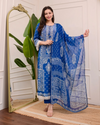 Liha Fashion - Royal Indigo Mirror Muslin Suit Set