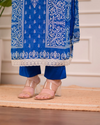 Liha Fashion - Royal Indigo Mirror Muslin Suit Set