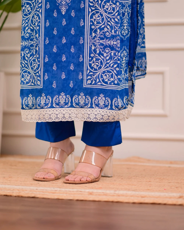 Liha Fashion - Royal Indigo Mirror Muslin Suit Set