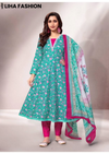 Gulabi Jaipur – Aqua Pink Blossom | Cotton Anarkali Suit Set