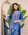 Liha Fashion - Royal Indigo Mirror Muslin Suit Set
