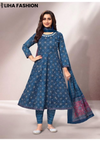 Gulabi Jaipur – Indigo Mosaic Charm | Cotton Anarkali Suit Set