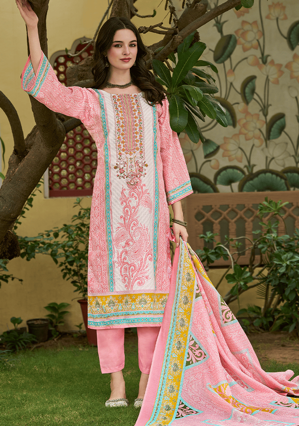 Venisha Vol 2 – Blush Grace Printed Cotton Suit
